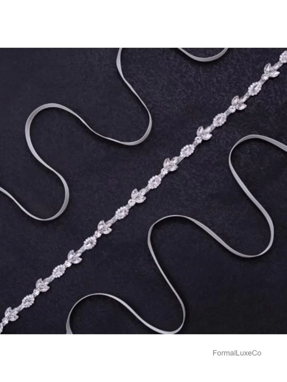 Crystal Rhinestone Sash Wedding Belt with Ribbon Ties